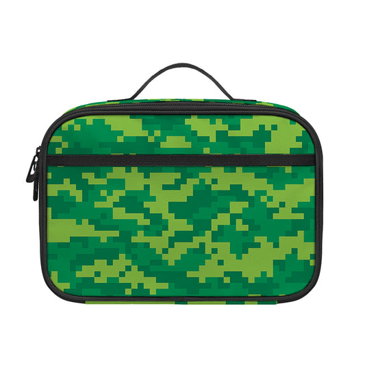 Green Digital Camo Pattern Print Portable Lunch Bag