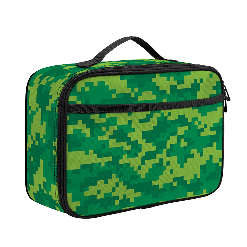 Green Digital Camo Pattern Print Portable Lunch Bag