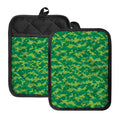 Green Digital Camo Pattern Print Pot Holders With Pocket