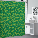 Green Digital Camo Pattern Print Premium Shower Curtain