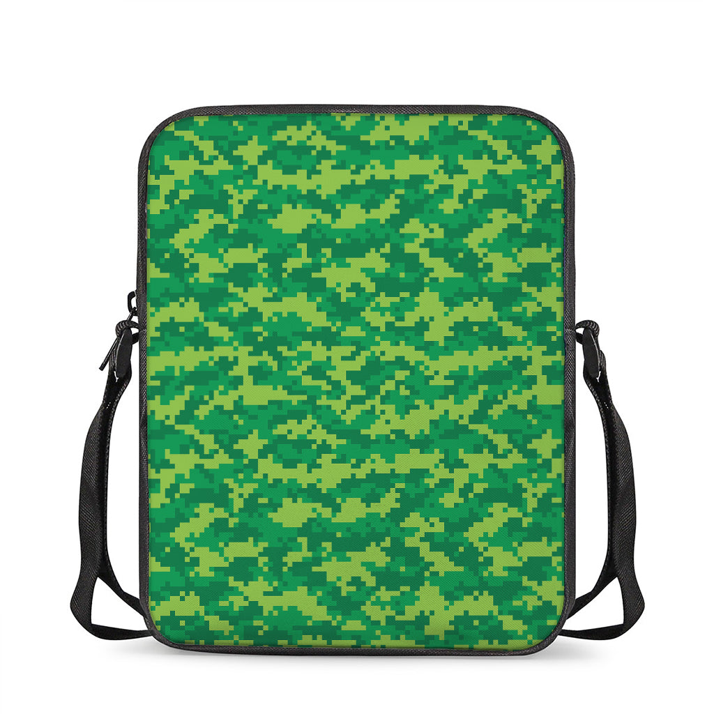 Green Digital Camo Pattern Print Rectangular Crossbody Bag
