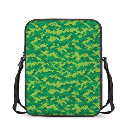 Green Digital Camo Pattern Print Rectangular Crossbody Bag