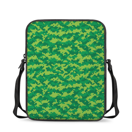 Green Digital Camo Pattern Print Rectangular Crossbody Bag