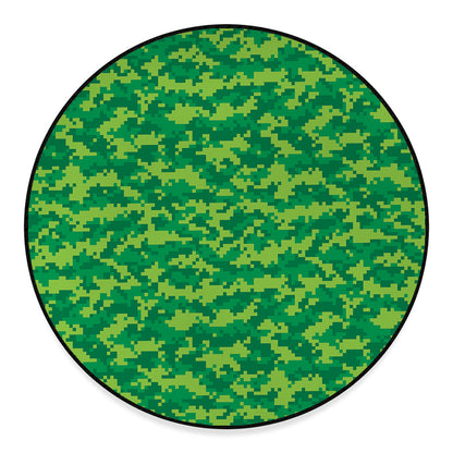 Green Digital Camo Pattern Print Round Floor Mat