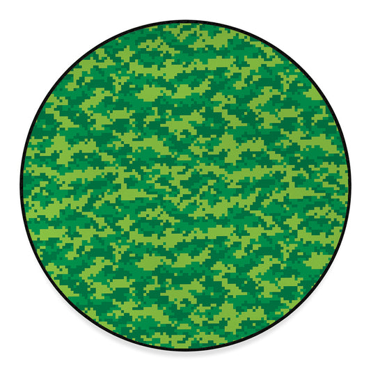 Green Digital Camo Pattern Print Round Floor Mat