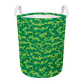 Green Digital Camo Pattern Print Round Laundry Basket