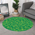 Green Digital Camo Pattern Print Round Rug