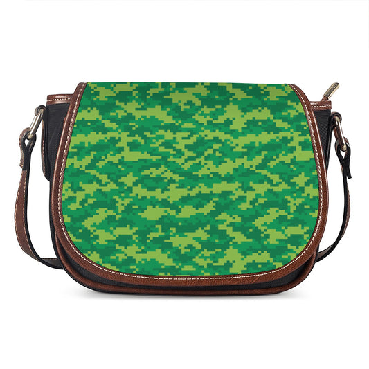 Green Digital Camo Pattern Print Saddle Bag