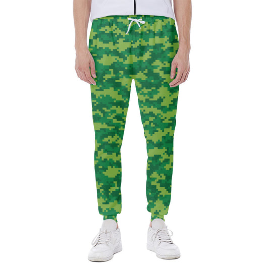 Green Digital Camo Pattern Print Scuba Joggers