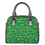 Green Digital Camo Pattern Print Shoulder Handbag