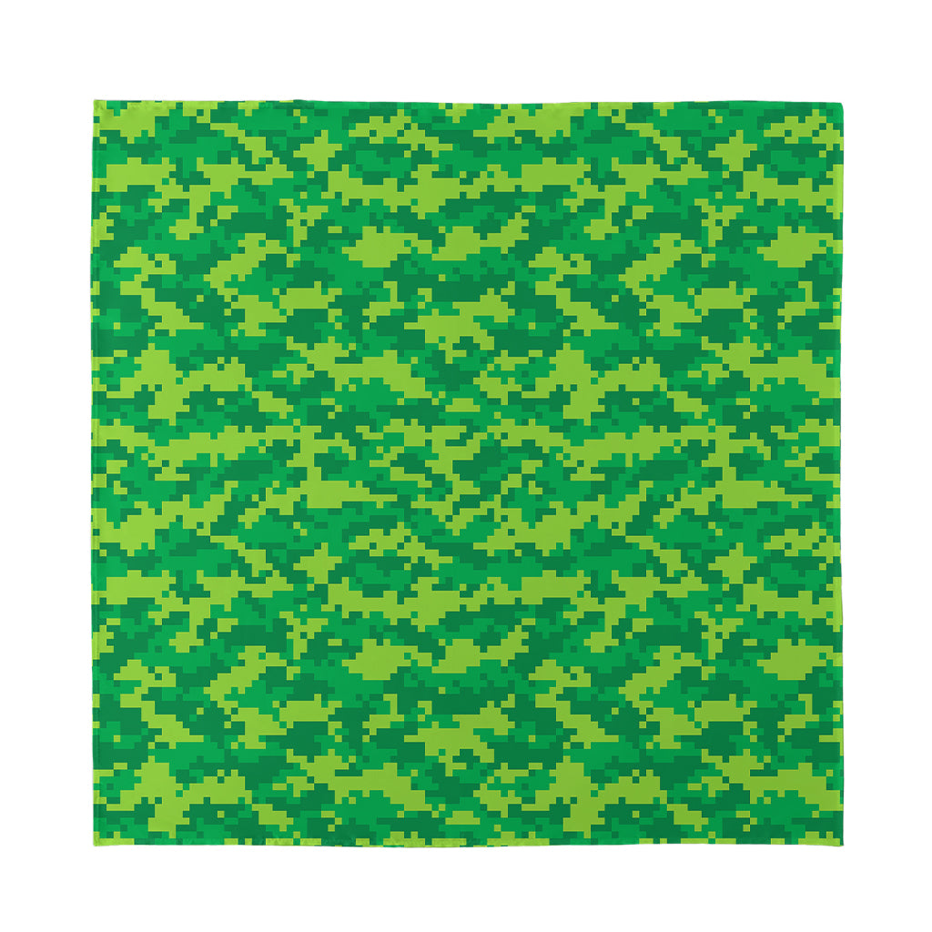 Green Digital Camo Pattern Print Silk Bandana