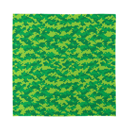 Green Digital Camo Pattern Print Silk Bandana