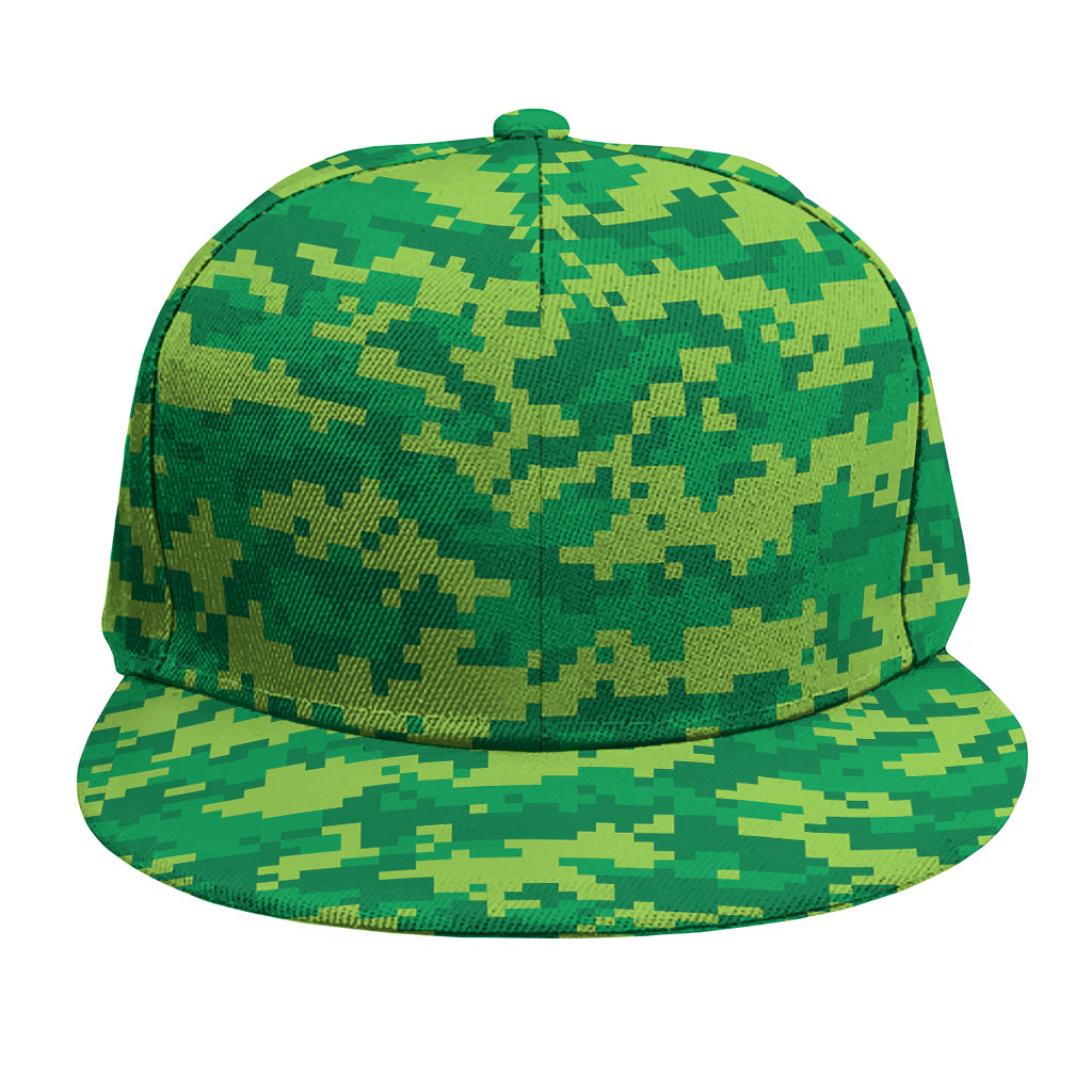 Green Digital Camo Pattern Print Snapback Cap
