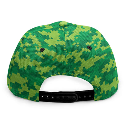 Green Digital Camo Pattern Print Snapback Cap