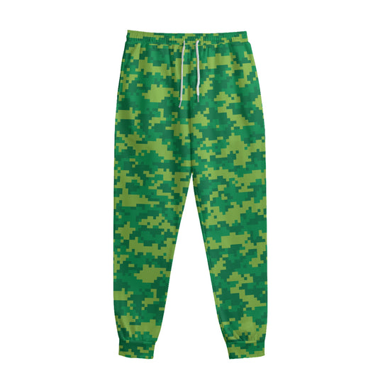Green Digital Camo Pattern Print Sweatpants