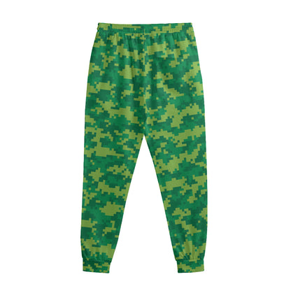 Green Digital Camo Pattern Print Sweatpants