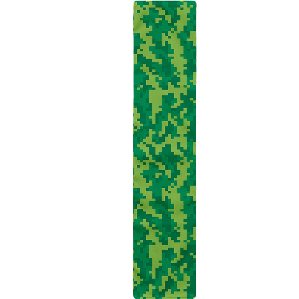 Green Digital Camo Pattern Print Table Runner
