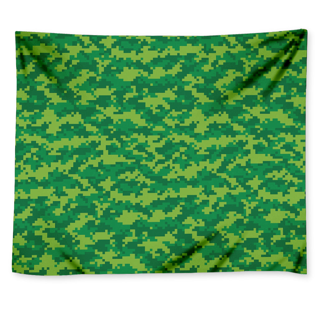 Green Digital Camo Pattern Print Tapestry