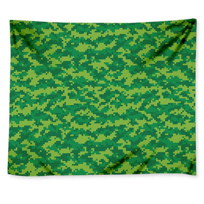Green Digital Camo Pattern Print Tapestry