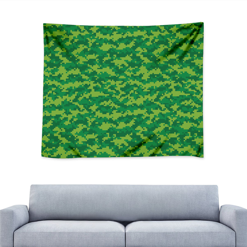 Green Digital Camo Pattern Print Tapestry
