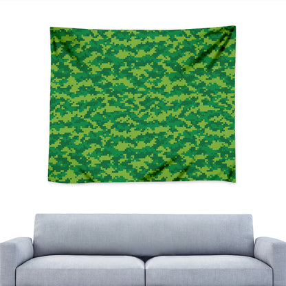 Green Digital Camo Pattern Print Tapestry
