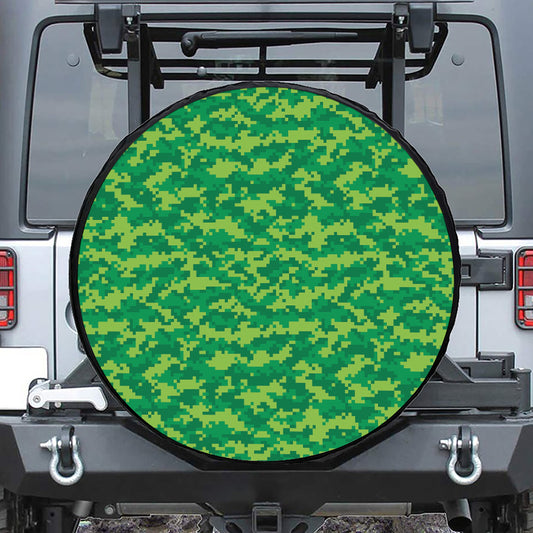 Green Digital Camo Pattern Print Tire Cover