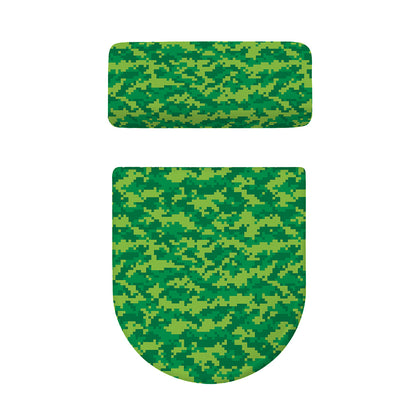 Green Digital Camo Pattern Print Toilet Lid And Tank Cover Set