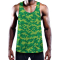 Green Digital Camo Pattern Print Men's Workout Tank Top