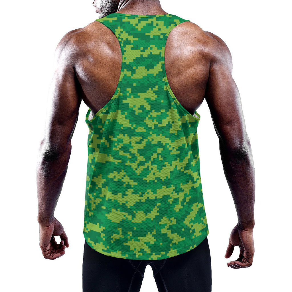 Green Digital Camo Pattern Print Training Tank Top
