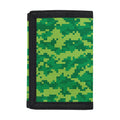 Green Digital Camo Pattern Print Trifold Wallet