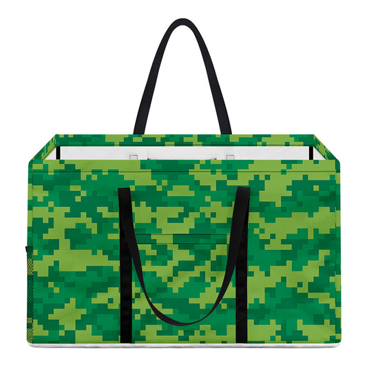 Green Digital Camo Pattern Print Utility Tote Bag