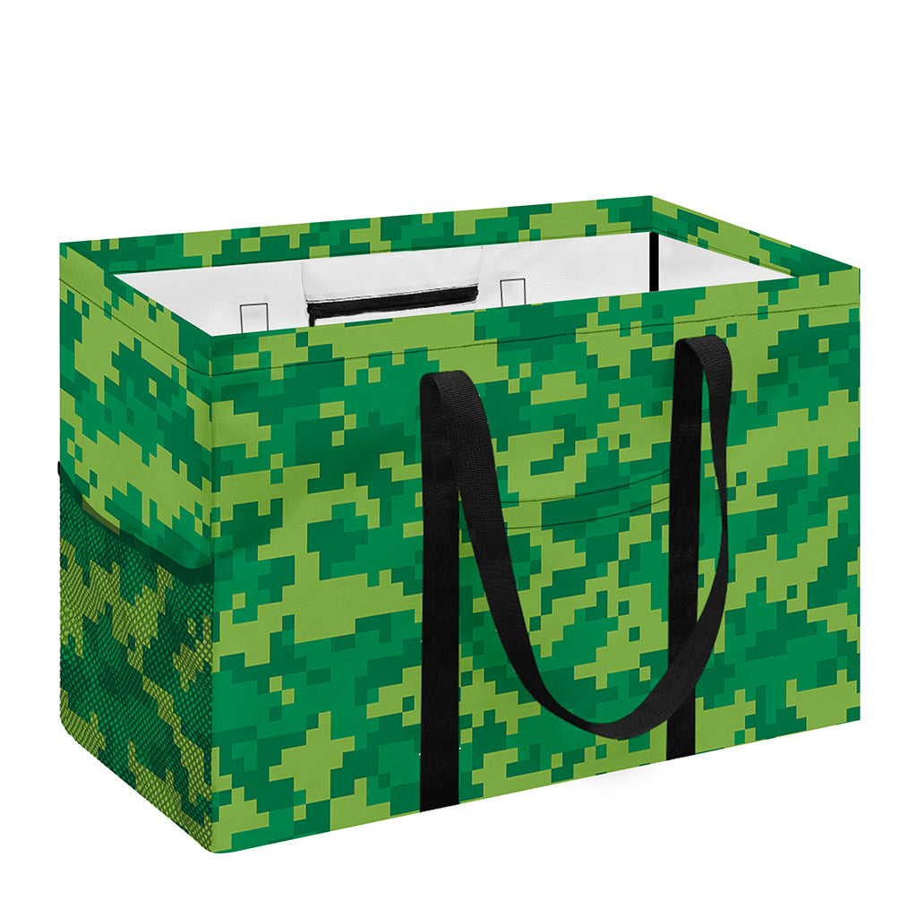 Green Digital Camo Pattern Print Utility Tote Bag