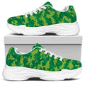 Green Digital Camo Pattern Print White Chunky Shoes