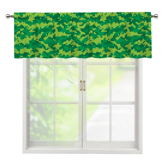 Green Digital Camo Pattern Print Window Valance