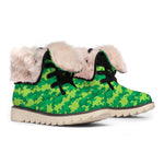 Green Digital Camo Pattern Print Winter Boots