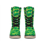 Green Digital Camo Pattern Print Winter Boots