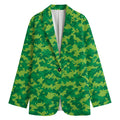 Green Digital Camo Pattern Print Women's Blazer