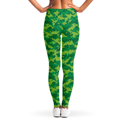 Green Digital Camo Pattern Print Women's Leggings