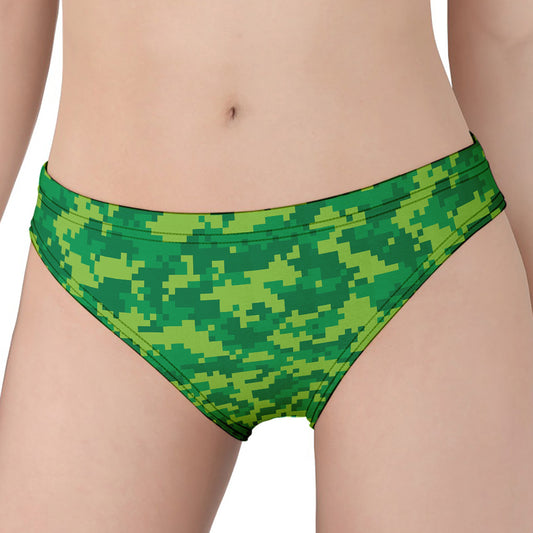 Green Digital Camo Pattern Print Women's Panties