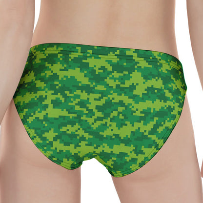 Green Digital Camo Pattern Print Women's Panties