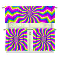 Green Dizzy Moving Optical Illusion 3 Piece Kitchen Curtains
