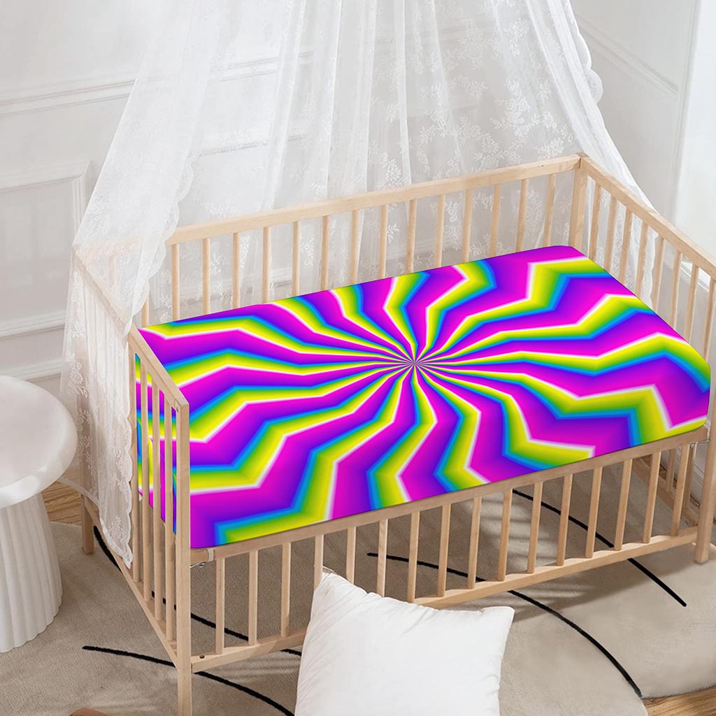 Green Dizzy Moving Optical Illusion Baby Crib Sheet