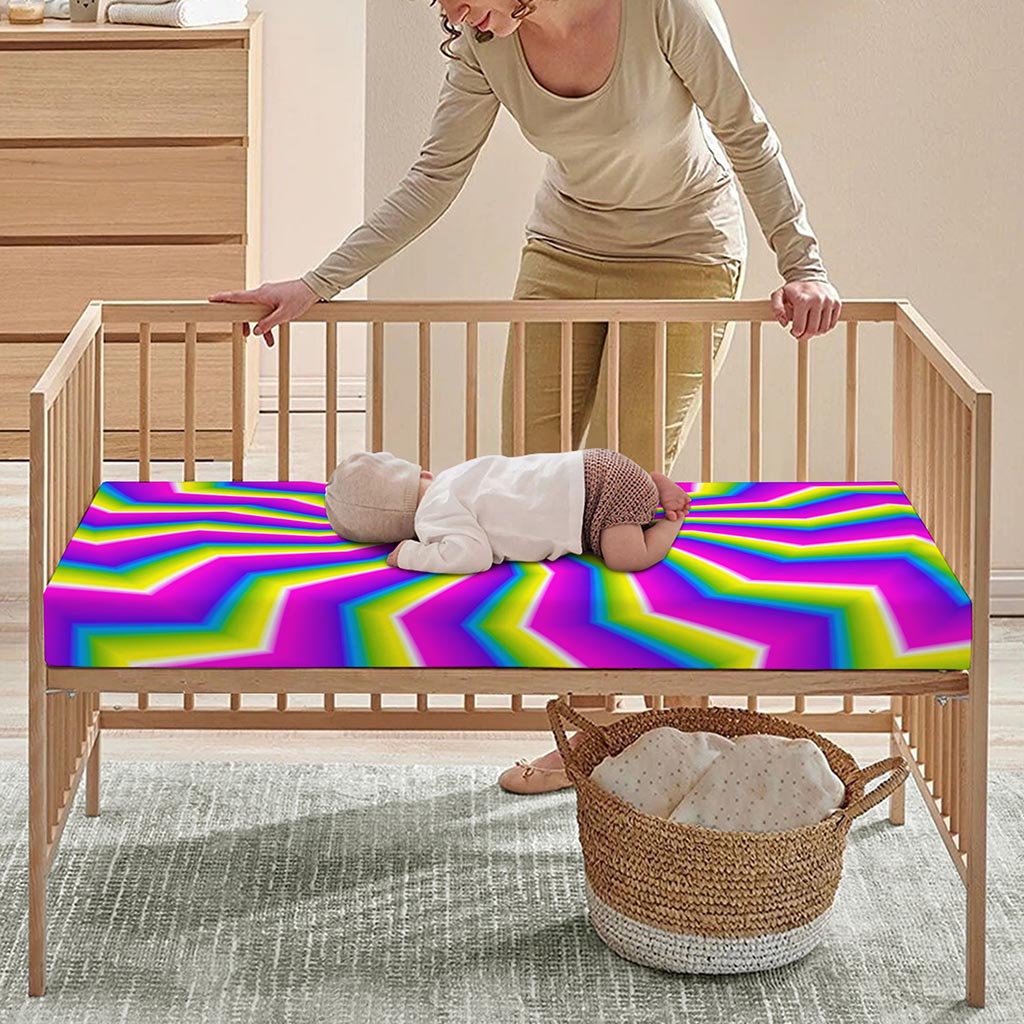 Green Dizzy Moving Optical Illusion Baby Crib Sheet