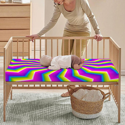 Green Dizzy Moving Optical Illusion Baby Crib Sheet