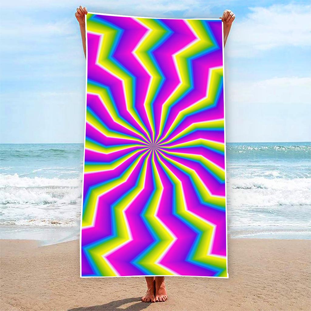 Green Dizzy Moving Optical Illusion Beach Towel