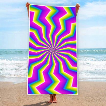 Green Dizzy Moving Optical Illusion Beach Towel