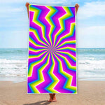 Green Dizzy Moving Optical Illusion Beach Towel