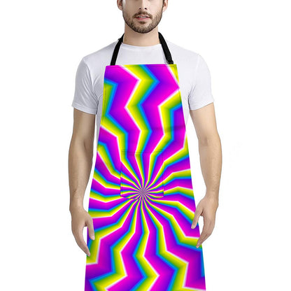Green Dizzy Moving Optical Illusion Bib Apron With Pocket