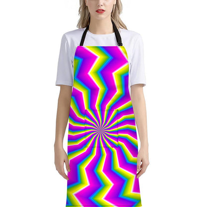 Green Dizzy Moving Optical Illusion Bib Apron With Pocket
