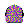 Green Dizzy Moving Optical Illusion Black Mesh Trucker Cap